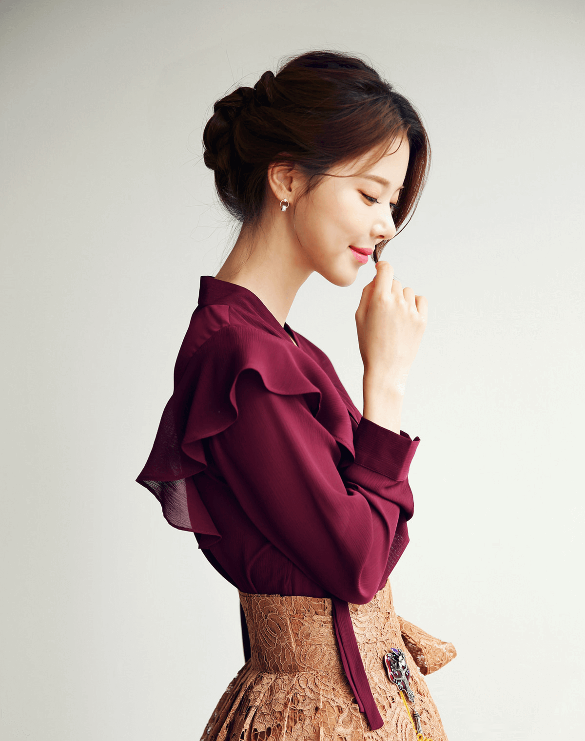 Floral Pattern Lace Modern Hanbok Wrap Skirt