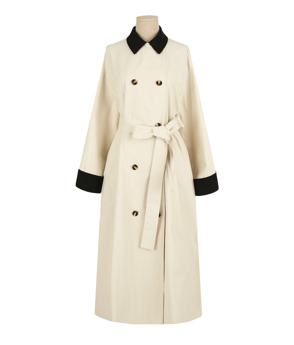 Chic Contrast Collar Double-Breasted Coat