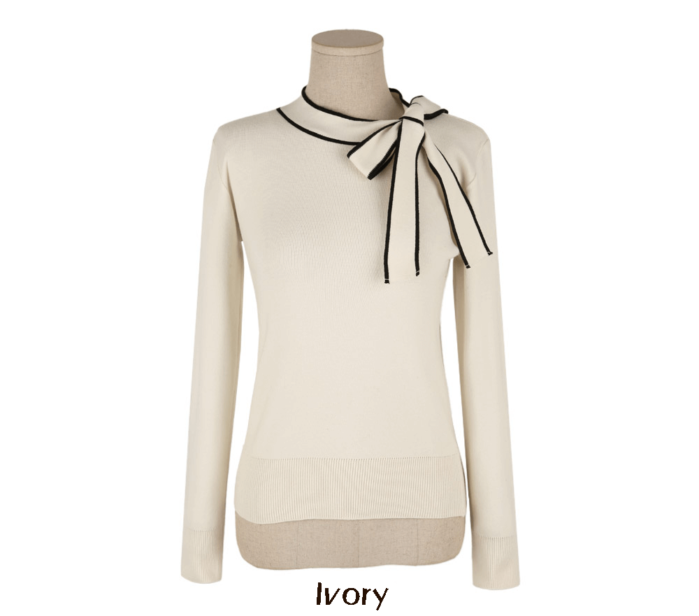 Ribbon-Accent Knit with Contrast Details