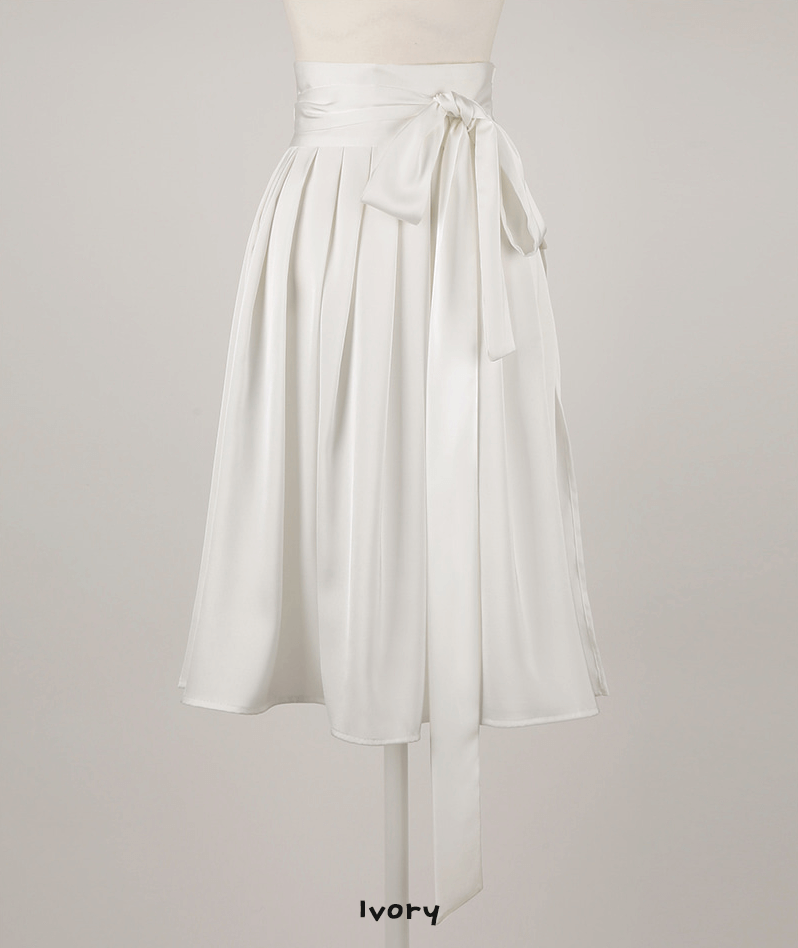 Elegance Satin Midi Modern Hanbok Wrap Skirt