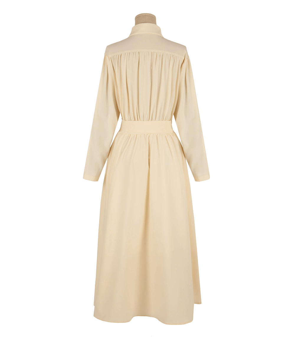 Elegant Shirt Collar Flare Dress with Belt