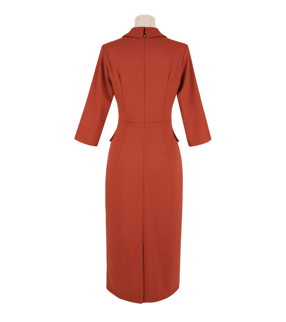 Elegant High-Waist Dress with Gold Button Accents