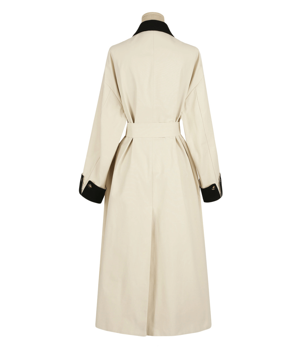 Chic Contrast Collar Double-Breasted Coat