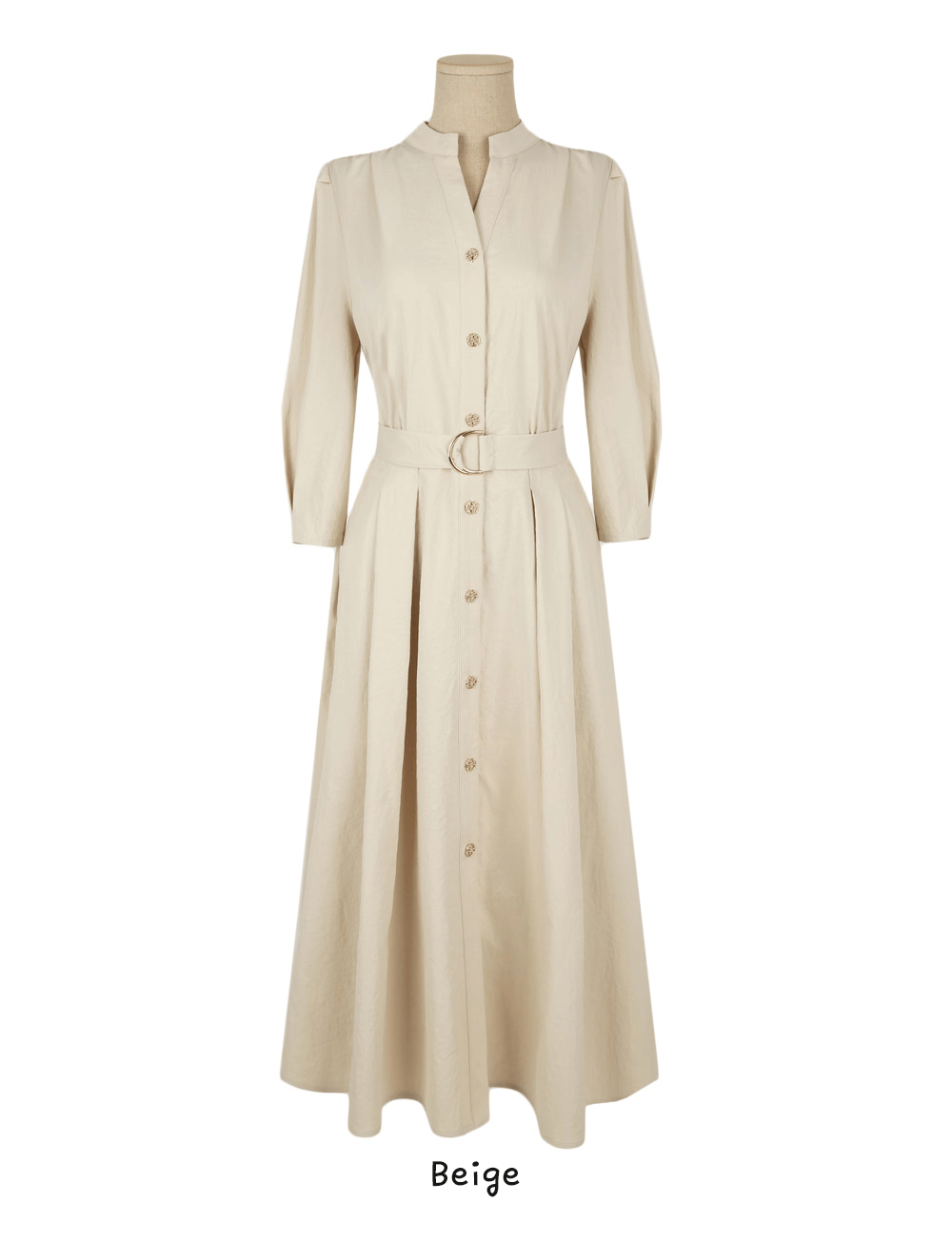 Elegant Puff-Sleeve Shirt Dress with Belt