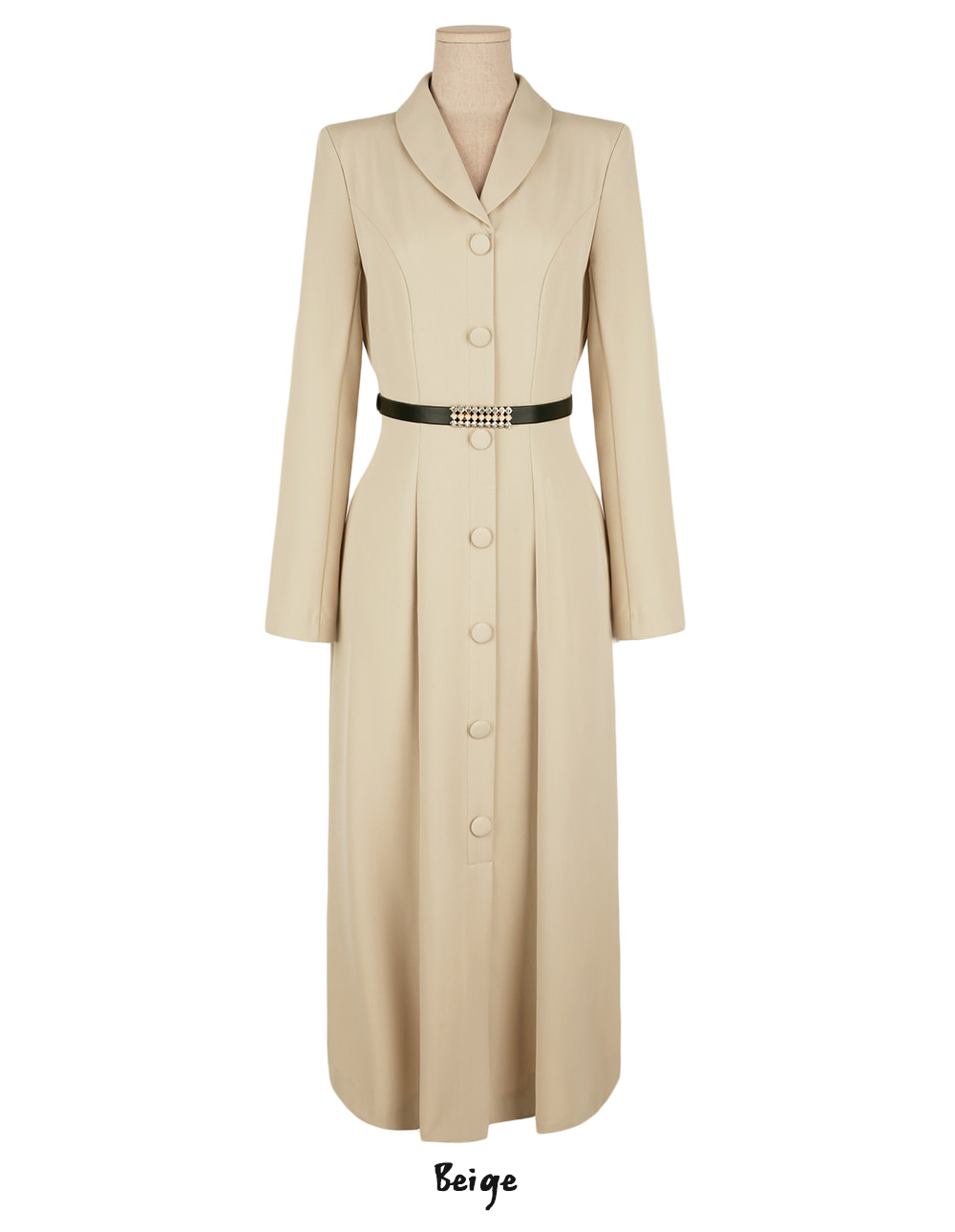 Shawl Collar Flare Midi Dress with Waist Belt – Elegant Dress for Special Occasions