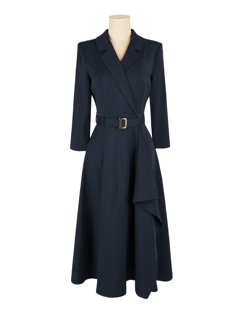 Asymmetric Ruffle Belted Dress with Feminine Flair