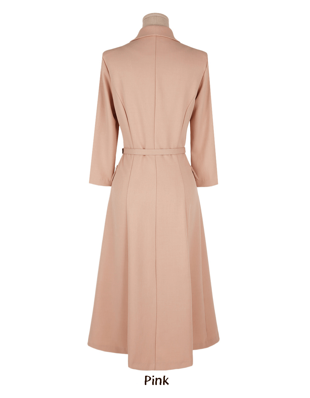 Flap-Pocket Belted Dress with Modern Sophistication