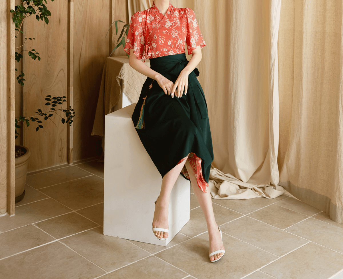 Basic Demure Modern Hanbok Wrap Skirt