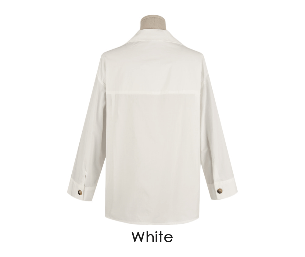 Effortlessly Chic Cotton Open-Collar Shirt with Double Pockets