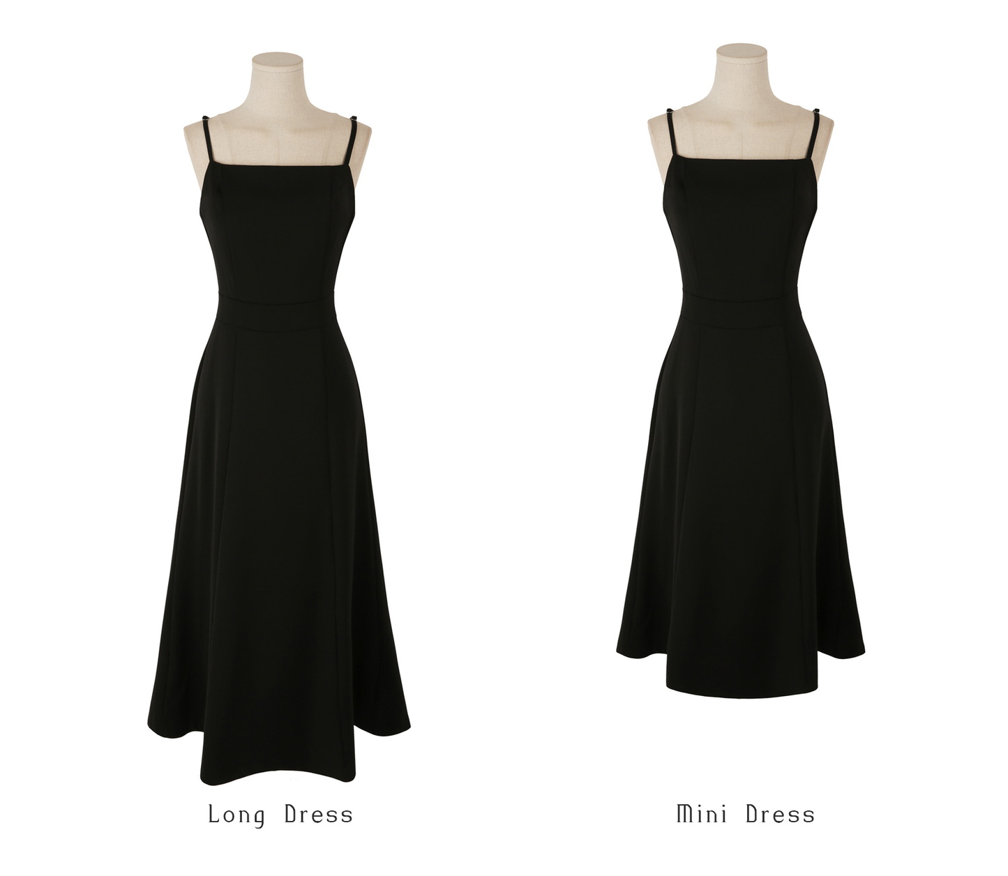Fit-and-Flare Dress with Slim Straps, Structured Bodice, and Waist Belt