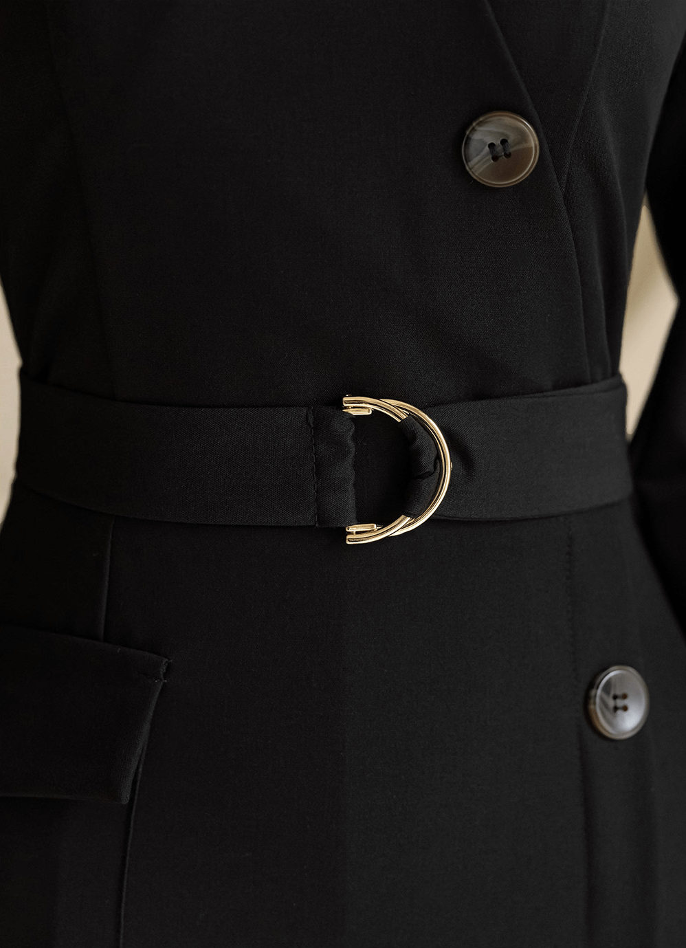 Open-Collar Belted Dress with Timeless Charm