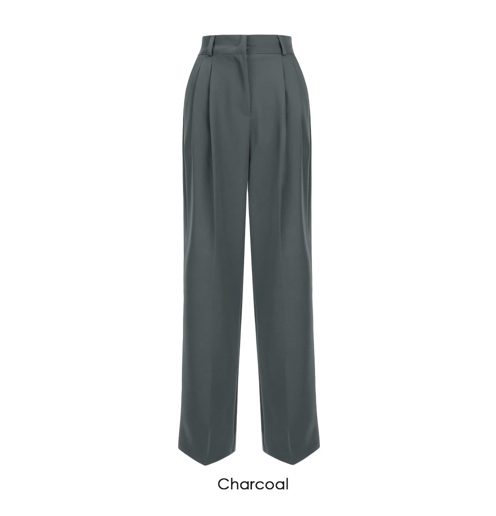 Tailored Pintuck Wide-Leg Slacks with Back Elastic