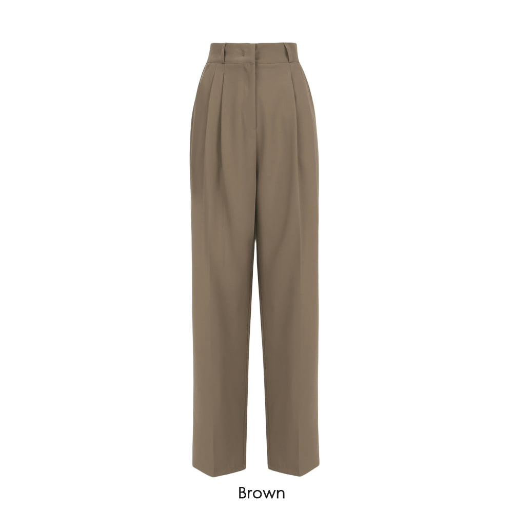 Tailored Pintuck Wide-Leg Slacks with Back Elastic