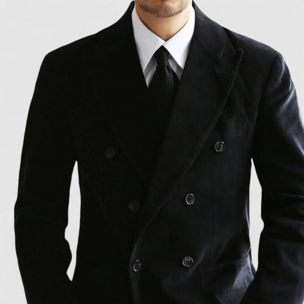 Black Corduroy Double Suit Jacket