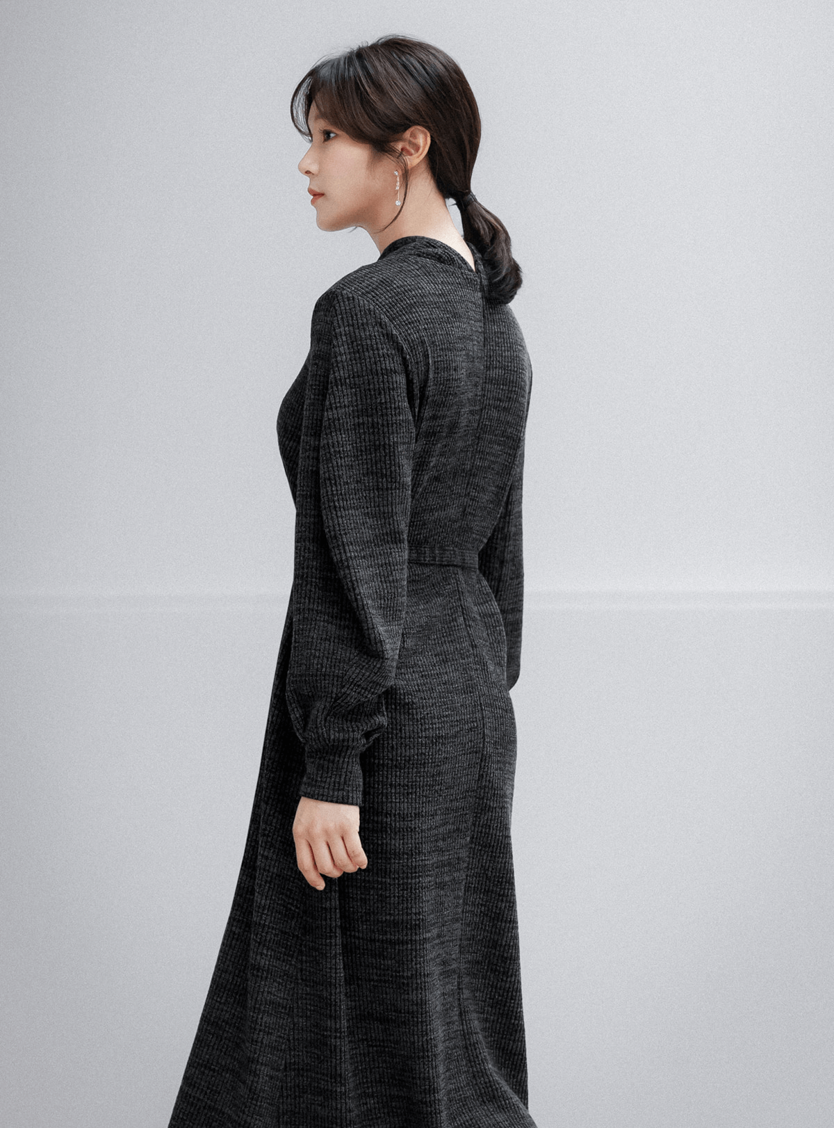 Cozy Tie Neck Belted Knit Dress