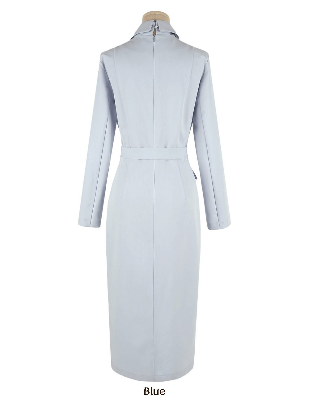 Open-Collar Belted Dress with Timeless Charm