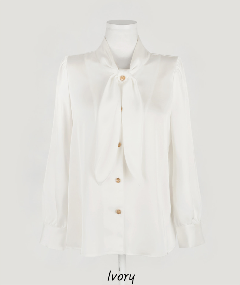 Lustrous Tie-Neck Blouse with Effortless Elegance