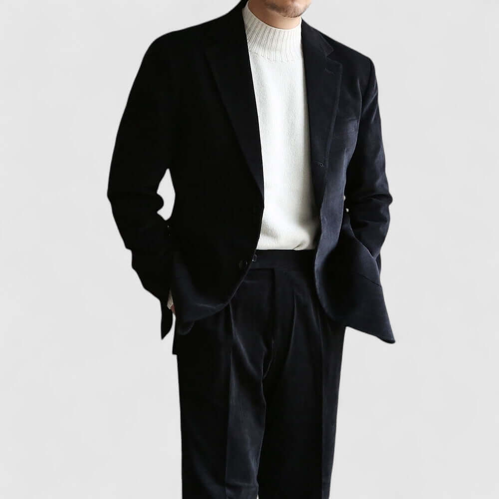 Black Corduroy Single Suit Jacket
