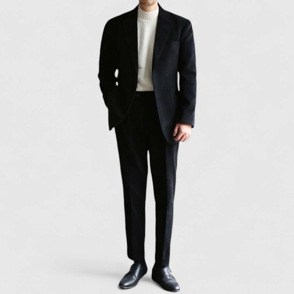 Black Corduroy Single Suit Jacket