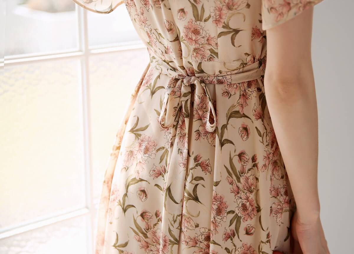 Floral Pattern Spring Summer Midi Dress / Korean Style Women Long Dress / Short Sleeve Dress / Feminin Elegant Dress / Plus Size Dress