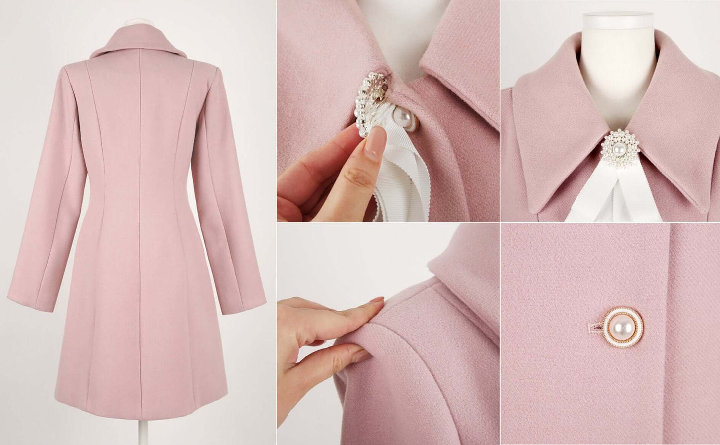 Romantic Style Winter Coat for Women / Korean Style Big Size Flat Collar Jacket with Ribbon Brooch / A-line Jacket / Plus Size Jacket