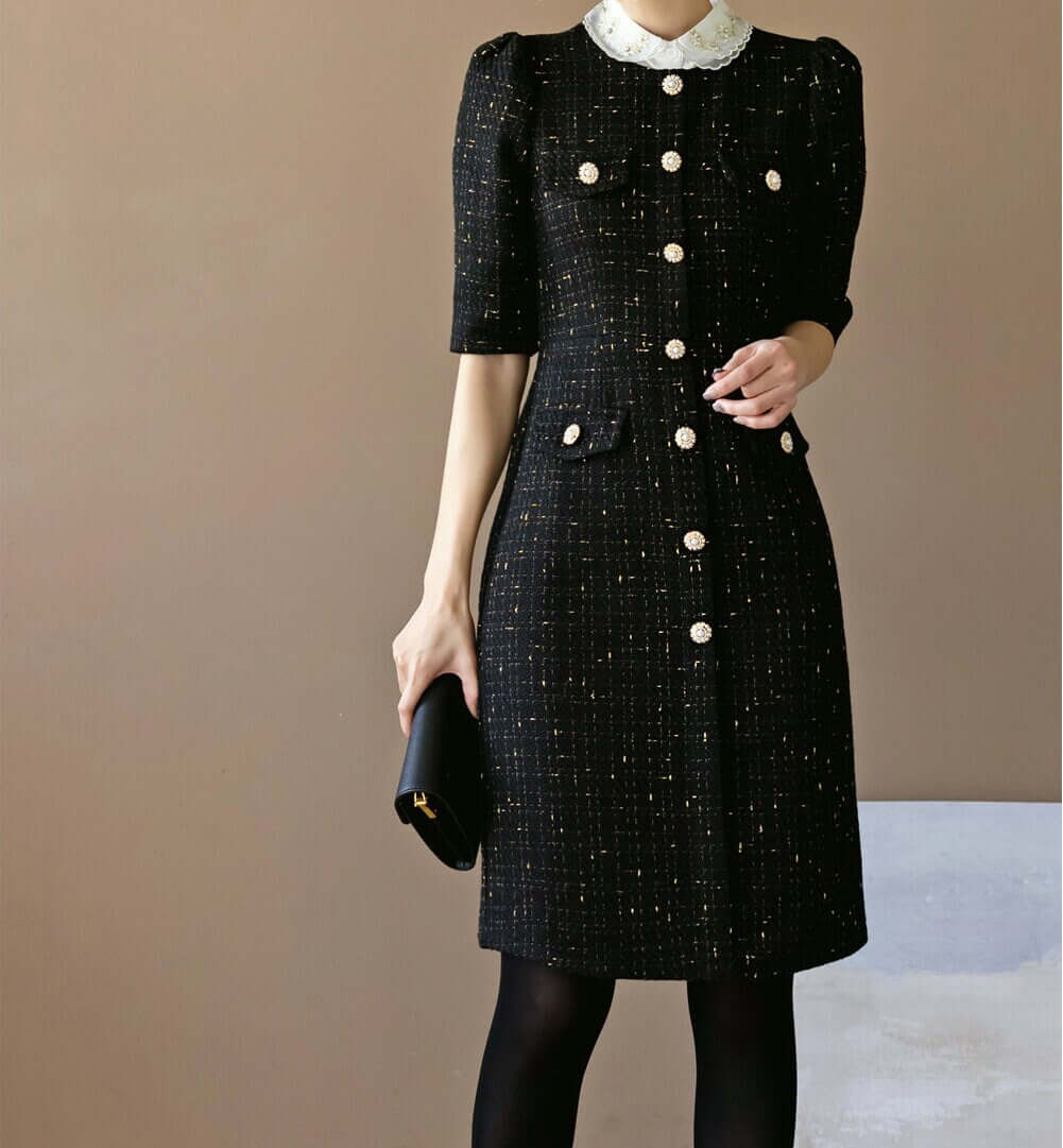 Elegant Feminine Inner Collar / Korean Style White and Gold Inner Collar / Luxury wear Elegant Collar