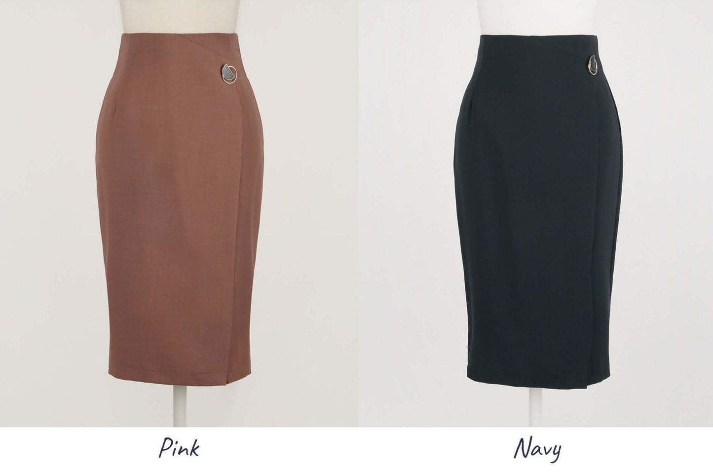 Korean Style Midi Skirt with Brooch / Elegant Feminin Office Look Skirt / Pencil Skirt