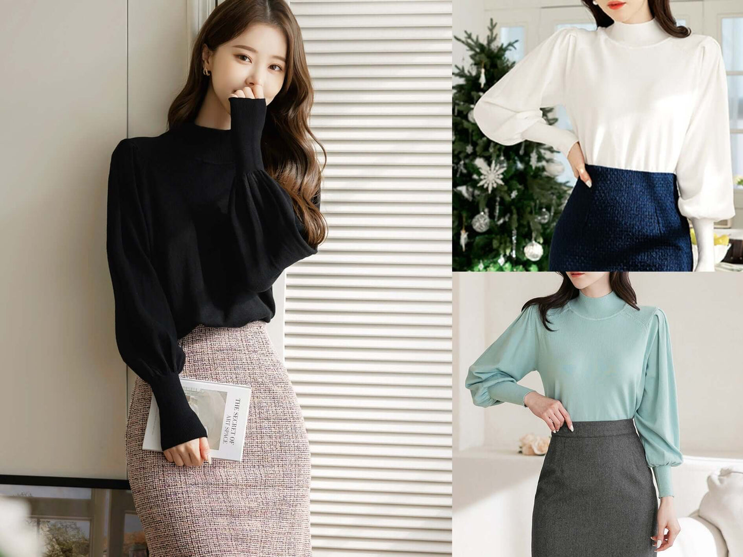 Classic Feminine Long Sleeve Soft Knit Top / Korean Style Women Clothes / Office Look Top / Everyday Basic Soft Knit Top