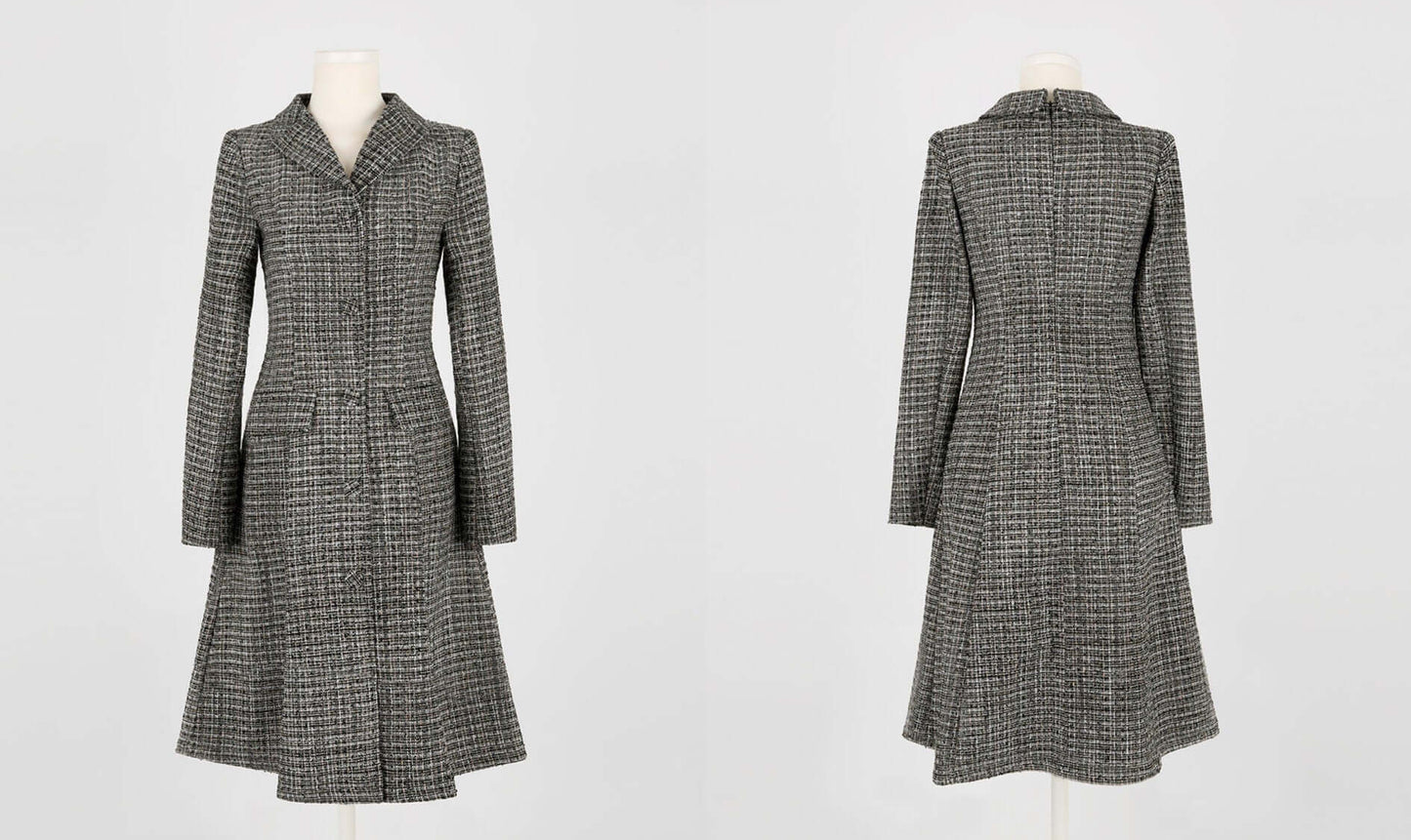Elegant Classic Tweed Dress / Korean Style Feminine Mini Dress / Luxury wear Elegant Midi Dress