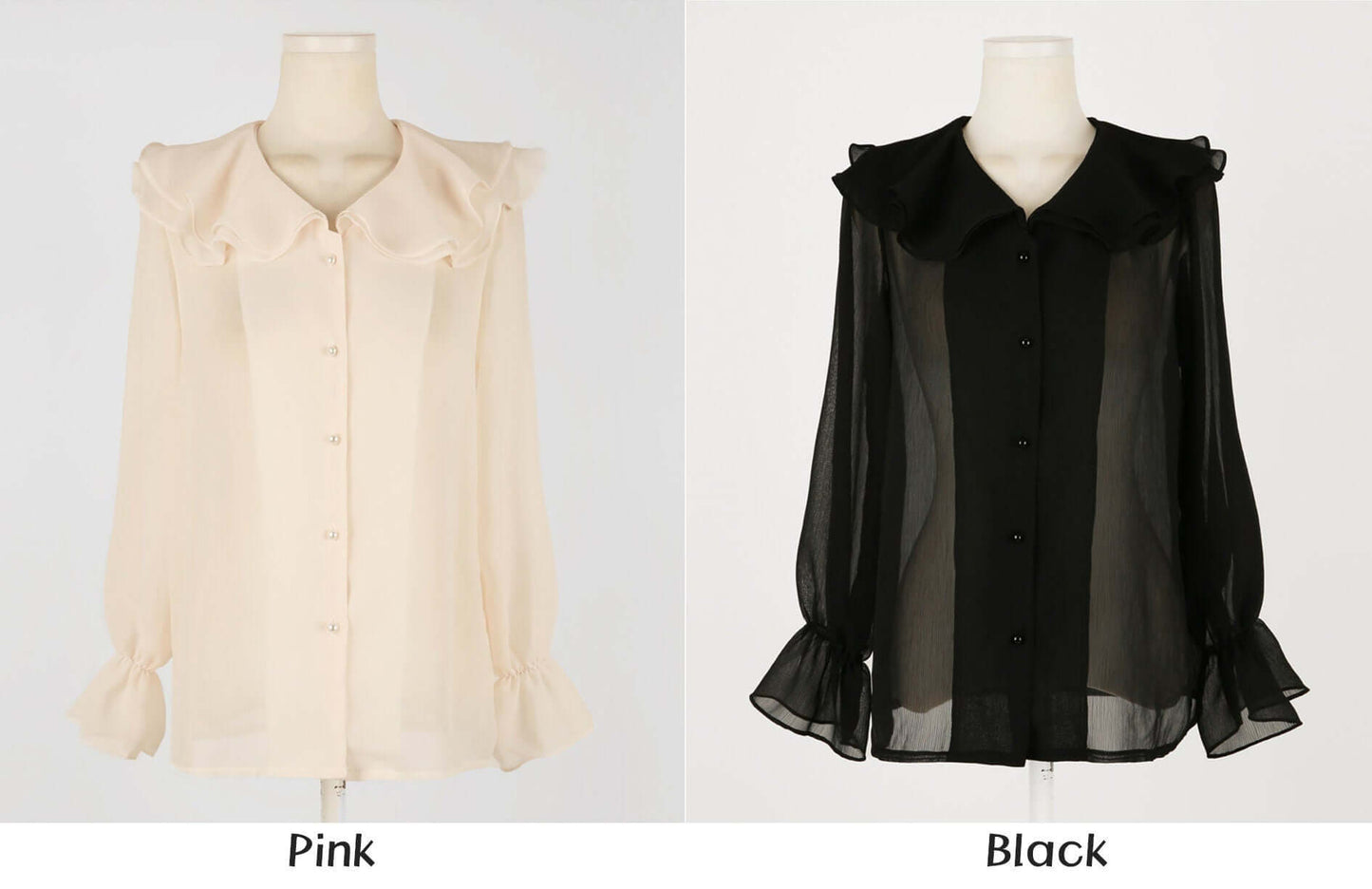 Lovely Feminine Long Sleeve Chiffon Blouse / Korean Style Wrinkle Chiffon Ruffled collar Blouse Top / Office Look Top / Everyday Soft Blouse