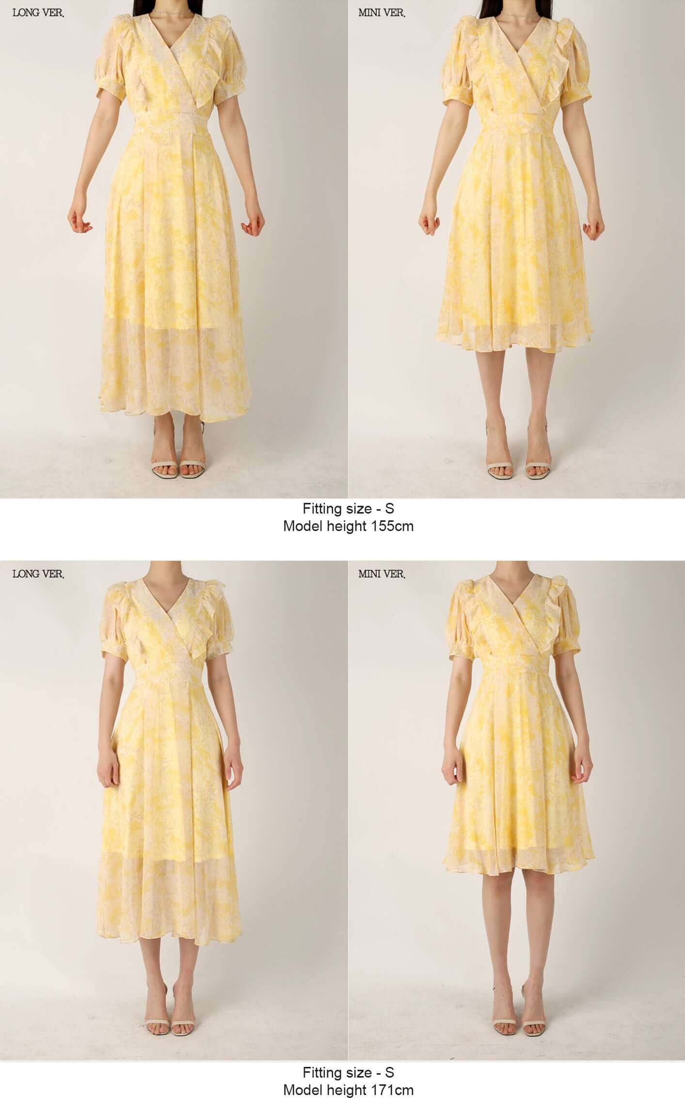 Summer V Neck Balloon Sleeve Long Dress / Korean Style Women Chiffon Dress / V-neck Short Sleeve Midi Dress