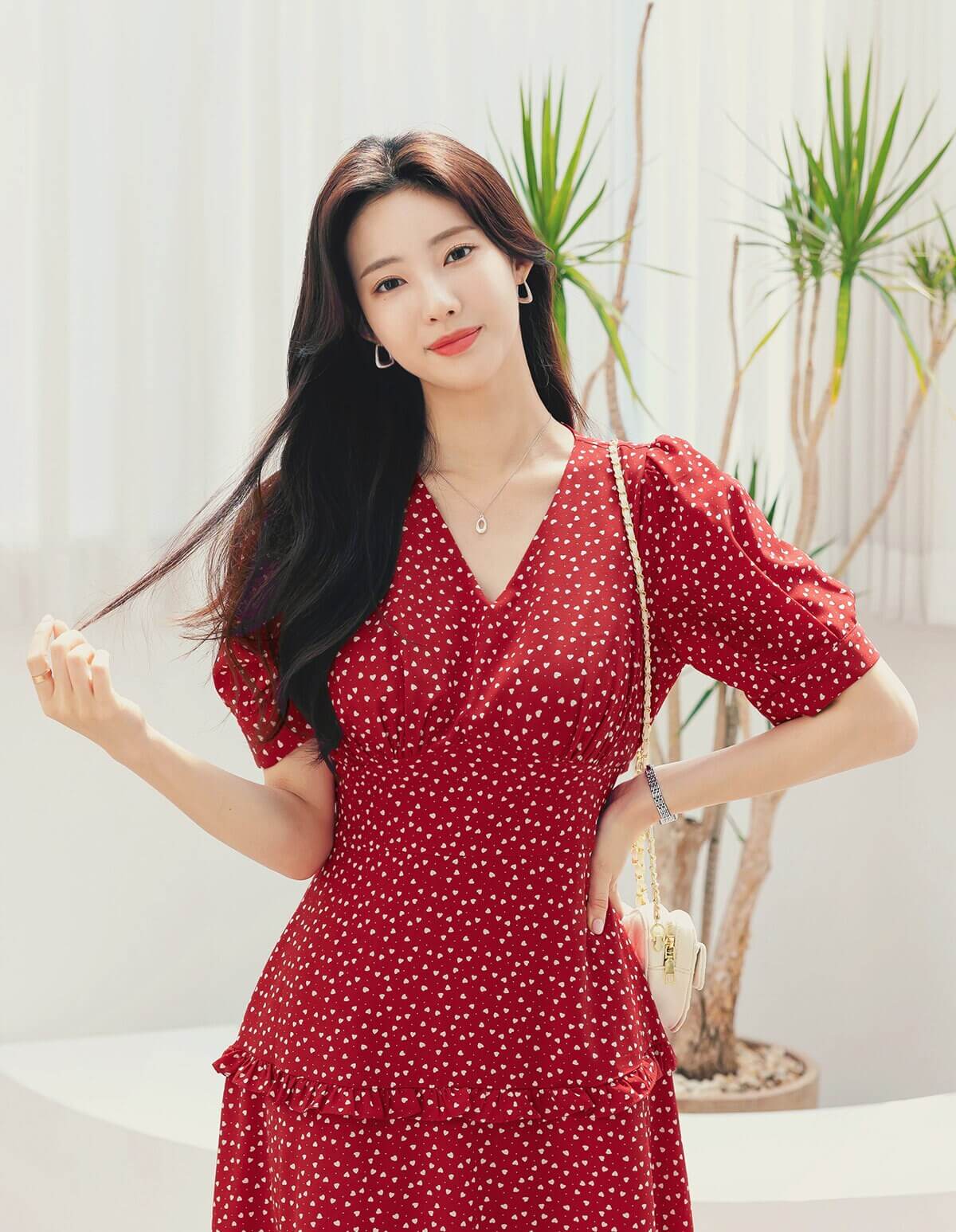 Summer V Neck Short Sleeve Midi Dress / Korean Style Women Flare Dress / Lovely Long Dress