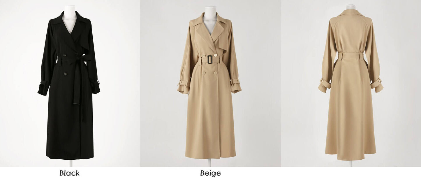 Elegant Feminine Classic Trench Coat / Korean Style Trench Long Jacket for Women / Women Long Double Breasted Coat with Belt