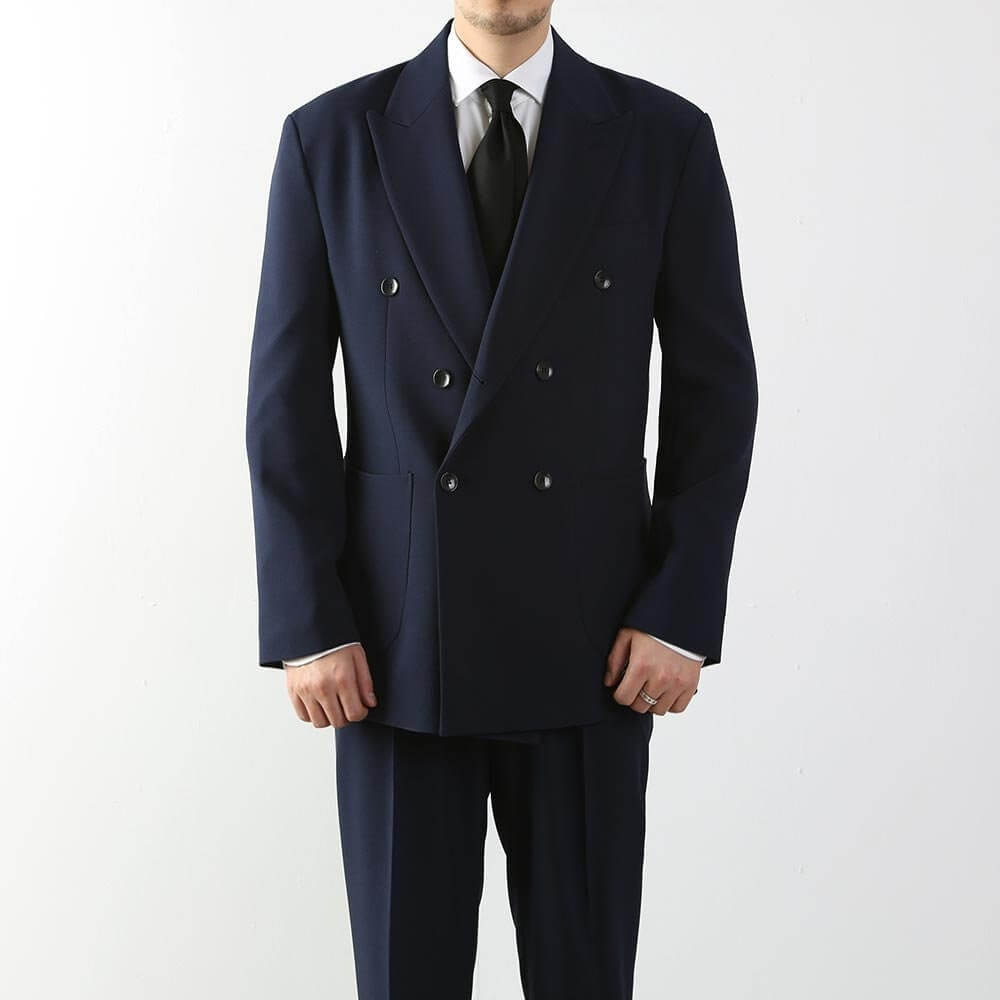 Classic Fit Men's Basic Double Breasted Suit Jacket in Navy Color / Double Breasted Blazer Jacket