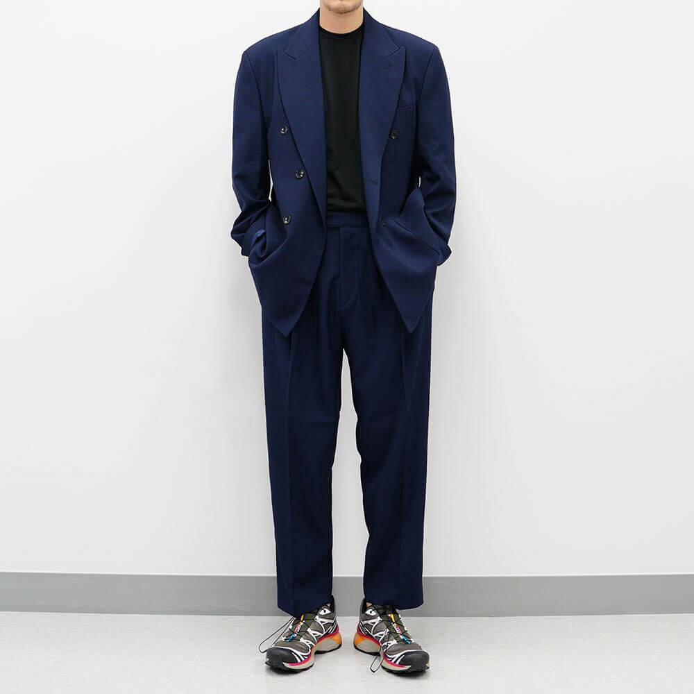 Basic Overfit Men's Suit Pants in Navy Color / Dress Pleat Semi-Balloon Fit Tailored Trousers