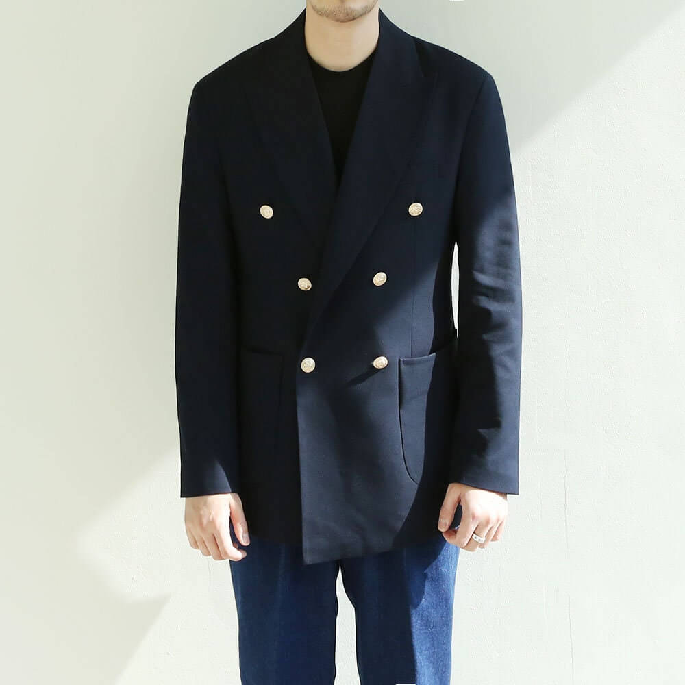 Basic Men's Gold Button Double Breasted Suit Jacket in Navy Color / Double Breasted Blazer Jacket