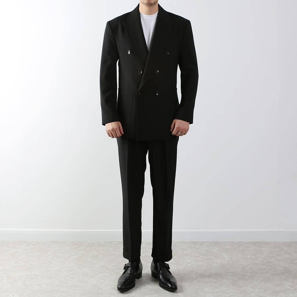 Classic Fit Men's Basic Double Breasted Suit Jacket in Black Color / Double Breasted Blazer Jacket