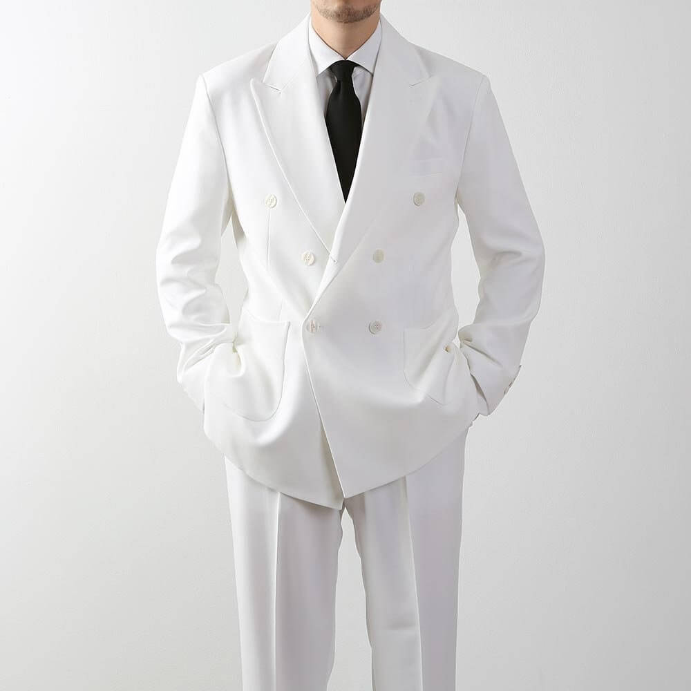 Classic Fit Men's Basic Double Breasted Suit Jacket in Ivory Color / Double Breasted Blazer Jacket