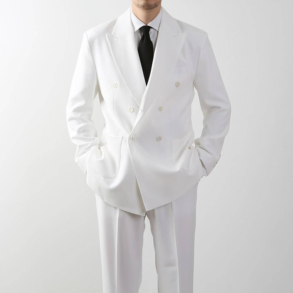 Classic Fit 3-Piece Men's Besic Double Breasted Suit Jacket/Vest and Pants Set in Ivory/Double Breasted Blazer, Pants and Vest 3 piece Suits