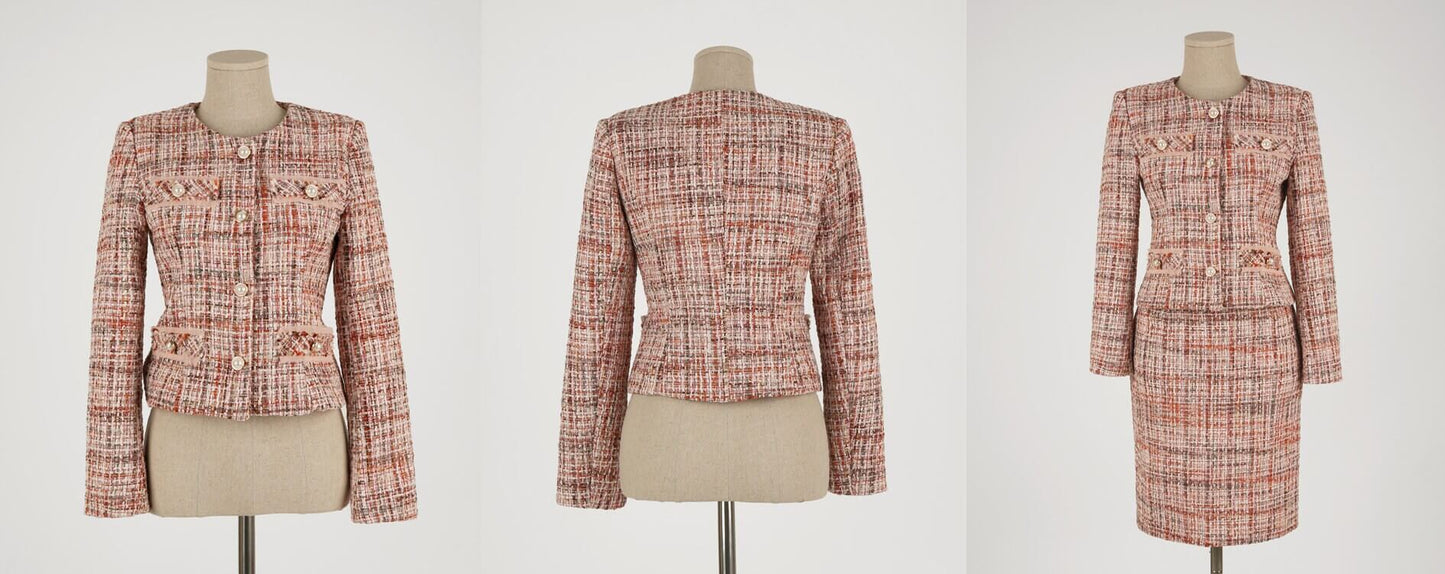 Elegant Tweed Jacket Blazer for Fall Winter / Korean Style Classic Set up Jacket / Long Sleeve Soft Jacket / Luxury wear Elegant Jacket
