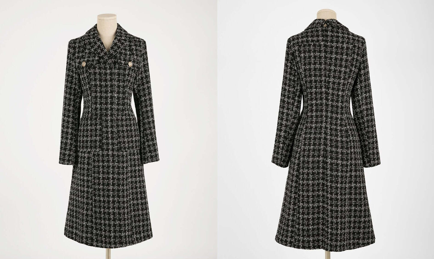 Classic Elegant Tweed Dress with Pockets / Korean Style Feminine Mini Dress / Luxury wear Elegant Party Dress