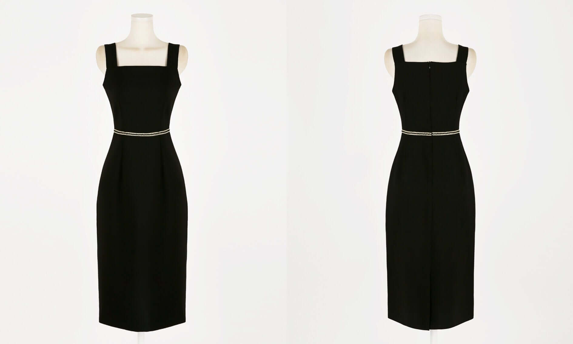 Elegant Feminin Slim Fit Square Neck Sleeveless Black Dress / Korean Style Mini Dress / Clasic Simple Sleeveless Dress for Women