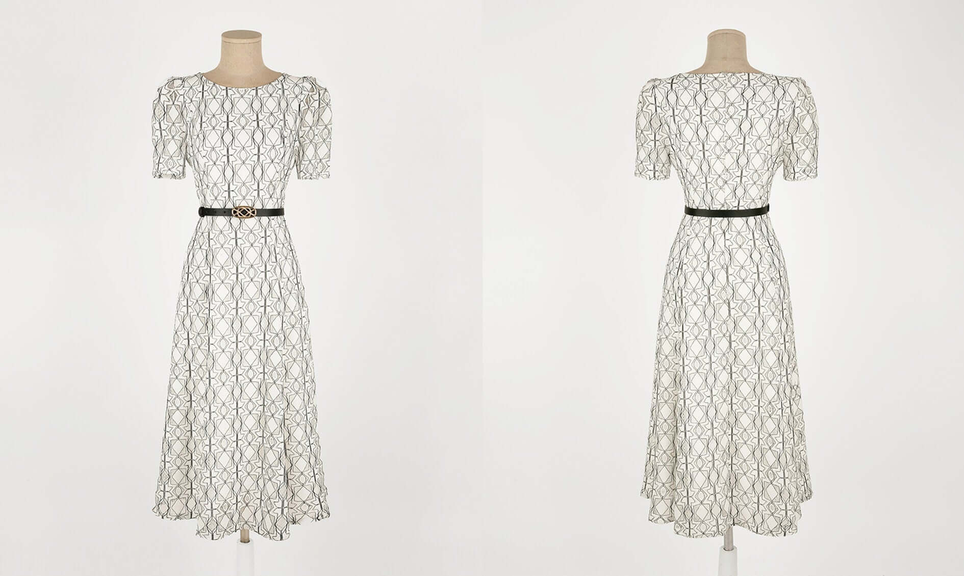 Elegant Unique Lace Dress with Belt / Korean Style Summer Lace Midi Dress / Luxury wear Elegant Feminin Flare Dress