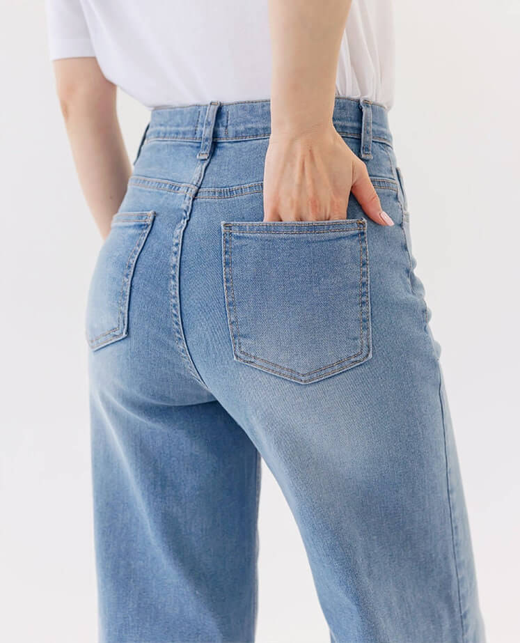 Comfortable Boot Cut Wide Denim Pants for Women / Korean Style Women Wide Slacks / Comfortable Casual Office School Jeans