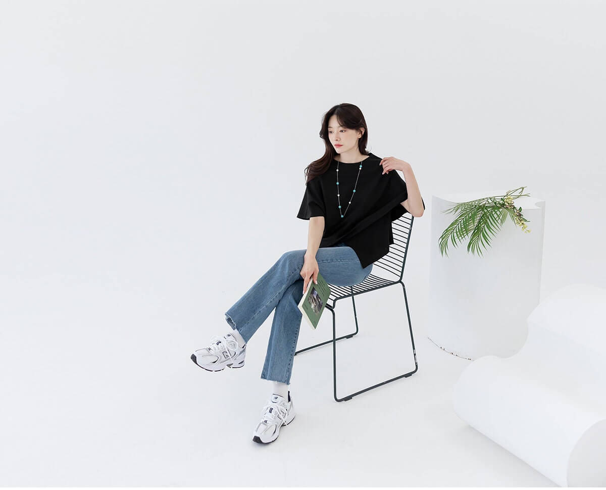 Spring Summer Loose Fit Cross Cape Top / Korean Style Women Clothes / Office Look Basic Top / Everyday Soft Blouse