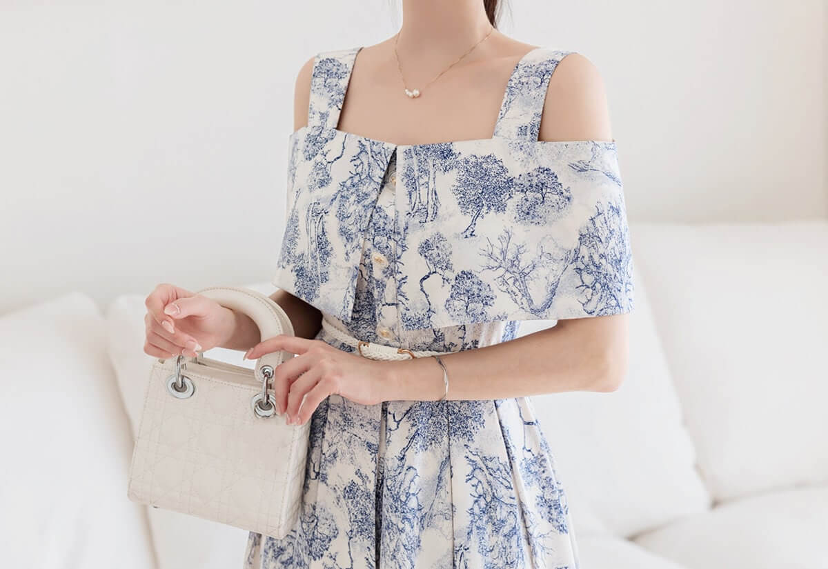 Elegant Feminin Summer Dress with Belt / Korean Style Midi Dress / Luxury Clasic Sleeveless Cape Design Dress for Women