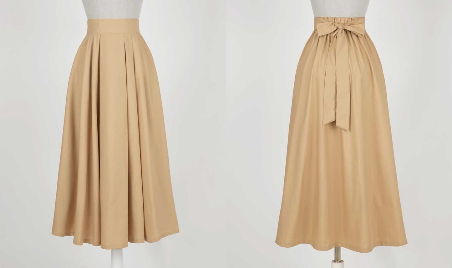 Elegant Feminin Elastic Waist Band Flare Skirt / Korean Style Party Dress Skirt / Spring Fall Daily Dressy Midi Skirt