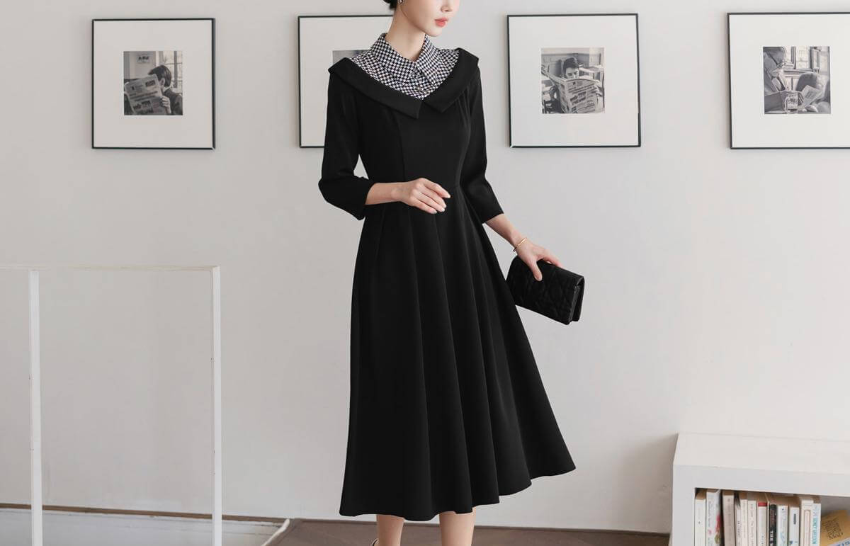 Elegant Feminine Off-shoulder Layered Style Dress / Korean Style Midi Dress / Elegant Luxury Dress