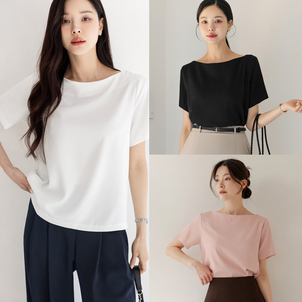 Elegant Boat Neck Blouse with an Effortlessly Refined Silhouette