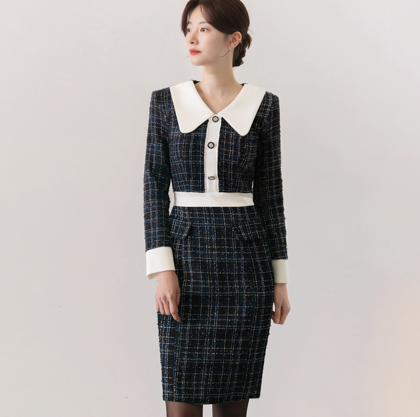 Elegant Big-Collar Sheath Dress